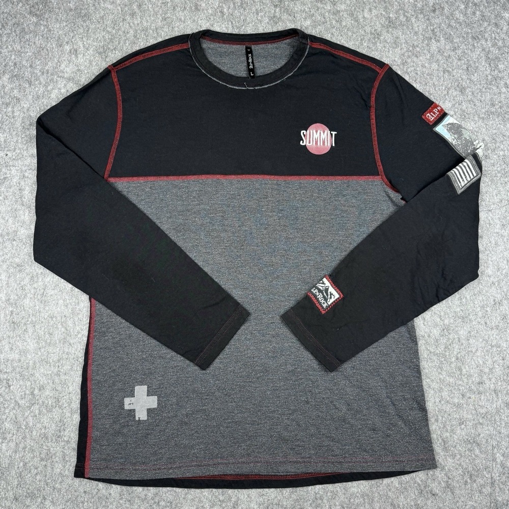 Alp-n-Rock Long Sleeve Men L Black Gray Summit Contrast Stitch Patches